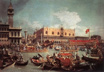 Canaletto Painting - El Bucintoro regresa al Molo el día de la Ascensión Canaletto